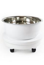 Load image into Gallery viewer, PEDICURE BOWL - HAMMERED STAINLESS STEEL W/WHITE