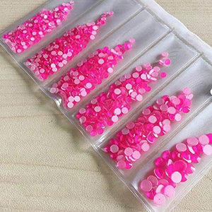 BE NEON PINK RHINESTONES PK 6 SIZES