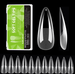 BE SOFT GEL TIPS MEDIUM STILETTO 550CT