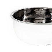 PEDICURE BOWL - HAMMERED STAINLESS STEEL W/WHITE